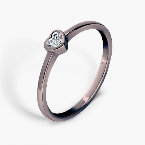 Pierścionek zaręczynowy Pure: czarne złoto, diament w szlifie serce